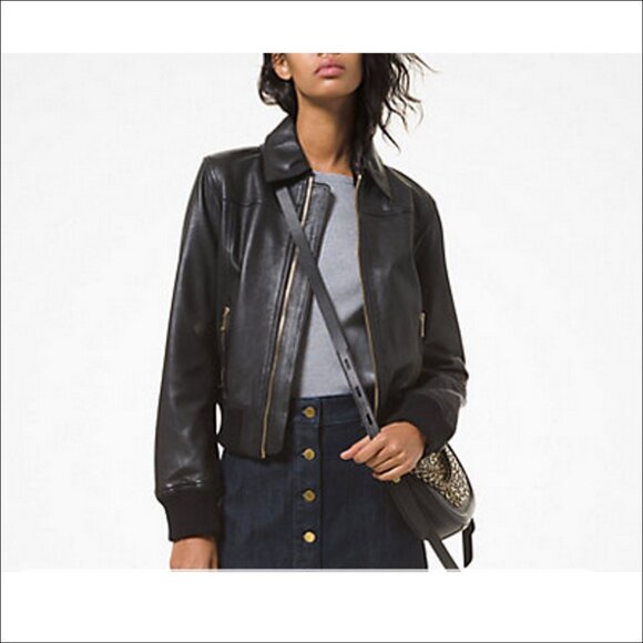 Michael for Michael Kors Faux Leather Bomber Jacket Sample  - Med - NWT  If new - Picture 1 of 10